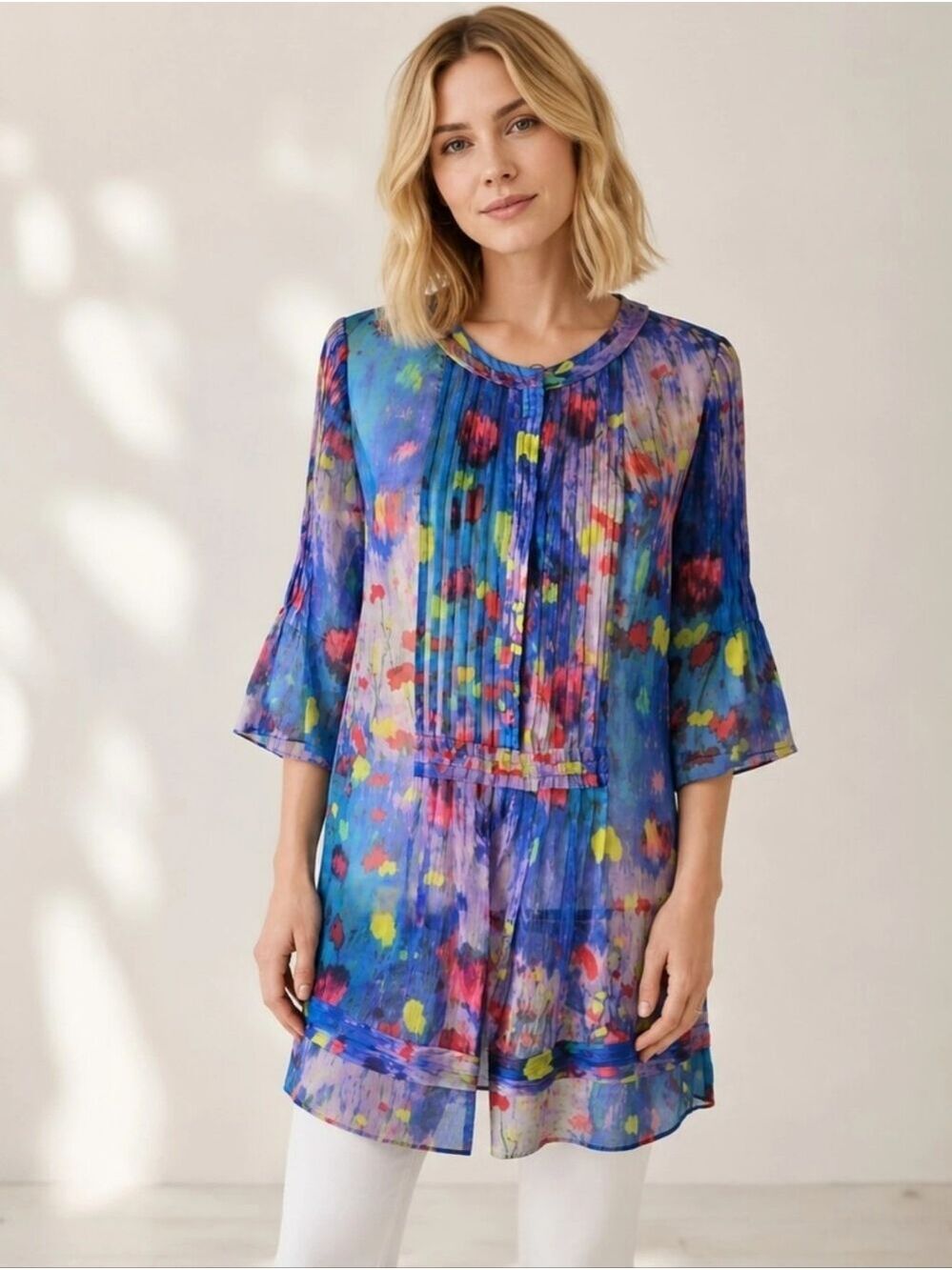 Elie Tahari Jillie Blue Lagoon Silk Tunic – Size Small – NWT – $298 Retail